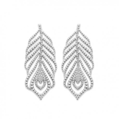 Boucles d'oreilles plumes argent massif 925/000 Bijou nature