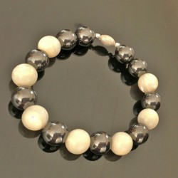 Bracelet hématite et nacre - bijou pierres naturelles et argent 925/000 