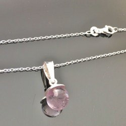 Collier améthyste pendentif argent 925/000 perle pierre naturelle 