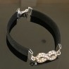 Bracelet infini en argent 925/000 et ruban noir suédine