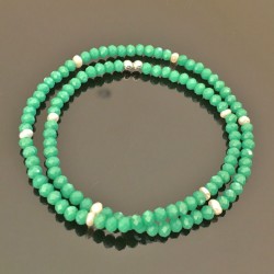 Bracelet perles de culture - cristal vert et argent 925/000 taille élastique