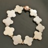 Bracelet trèfles nacre naturelle - perles nacrée swarovski et plaqué or 