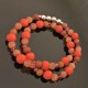 Bracelet perles ton corail - Oeil de chat - Cristal swarovski - Bois - Argent 925