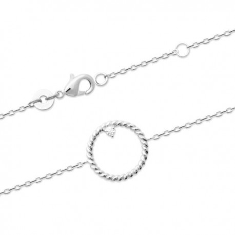 Bracelet cercle argent massif 925/000 et zirconium