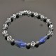 Bracelet perles cristal swarovski saphir et argent 925/000 taille élastique
