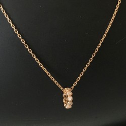 Collier plaqué or 18 carats pendentif anneau zirconium sur chaine 42 cm