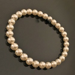 Bracelet perles cristal nacré swarovski crème et argent 925 taille élastique