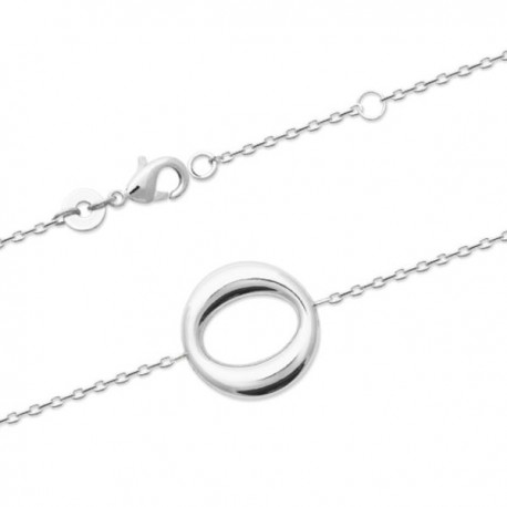 Bracelet argent massif 925/000 rhodié joli motif cercle