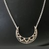 Collier ethnique argent massif 925/000 pendentif demi lune