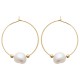 Boucles d'oreilles créoles Plaqué Or 18 carats perles de culture véritable
