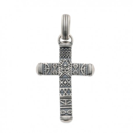 Pendentif croix gothique pour homme en argent massif 925/000