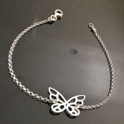 Bracelet papillon ajouré argent massif 925/000 