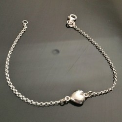 Bracelet argent massif 925/000 petit coeur bombé