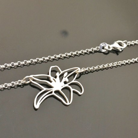 Collier argent massif 925/000 pendentif fleur Bijou nature