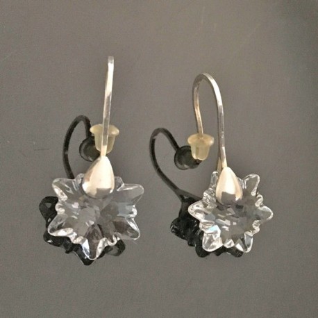 Boucles d'oreilles argent 925/000 fleurs des glaciers cristal Swarovski