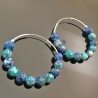 Boucles d'oreilles grandes créoles argent 925/000 perles tons bleus