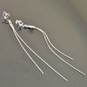 Longues boucles d'oreilles argent 925/000 clous étoiles pendants chainettes