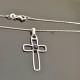 Collier pendentif croix en argent 925/000 et pierre naturelle lapis lazuli