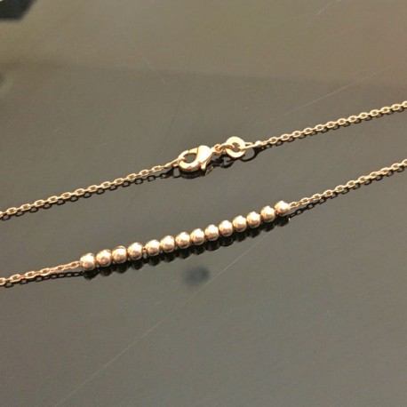 Collier Plaqué Or perles boules longueur 40 cm - Plaqué Or 18 carats