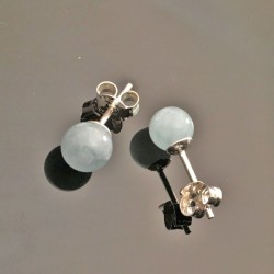 Boucles d'oreilles argent 925/000 clous aigue marine 6 mm