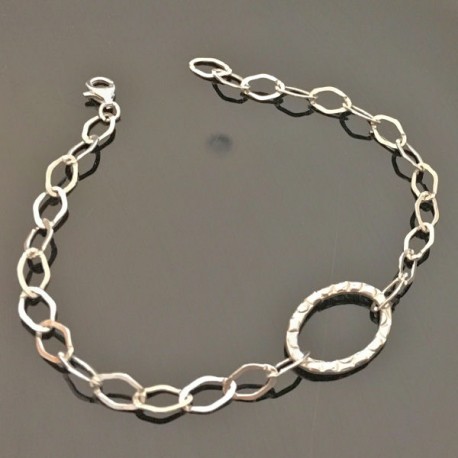 Bracelet argent 925/000 maille ovale longueur 20,5 cm ajustable