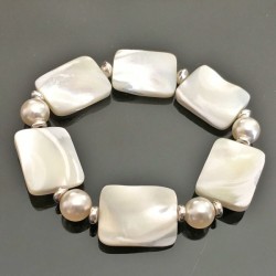 Bracelet nacre naturelle - perles nacrée swarovski et argent 925/000 