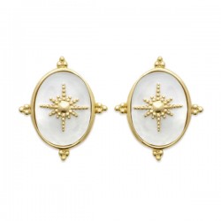 Boucles d'oreilles étoiles Plaqué Or 18 carats et nacre naturelle