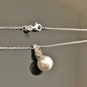 Collier pendentif perle blanche nacrée en argent 925/000 sur fine chaine
