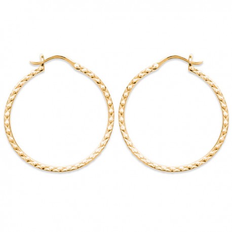 Boucles d'oreilles créoles travaillées Plaqué Or 18 carats