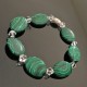 Bracelet malachite et cristal- Bijou pierres naturelles et argent 925/000