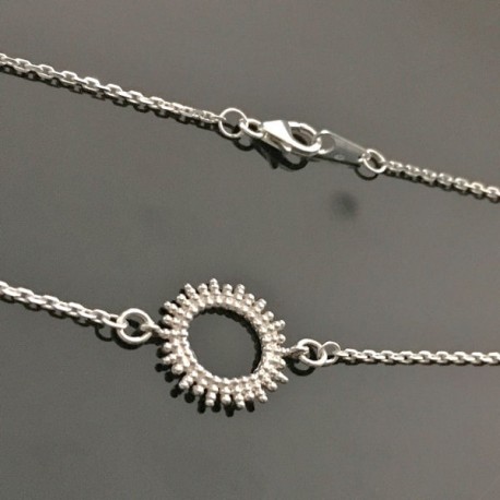 Collier soleil en argent massif 925/000 longueur ajustable