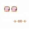 Boucles d'oreilles puces Plaqué Or 18 carats et pierre rose