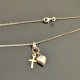 Collier plaqué or 18 carats pendentif duo croix coeur sur belle chaine 