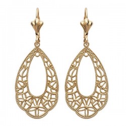 Boucles d'oreilles Plaqué Or 18 carats dormeuses pendants ajourés