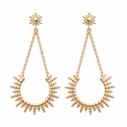 Boucles d'oreilles pendantes étoiles soleils Plaqué Or 18 carats