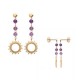Boucles d'oreilles soleils Plaqué Or 18 carats pierre améthyste