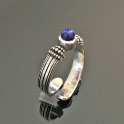 Bague argent 925/000 pierre lapis lazuli - bague réglable pierre naturelle