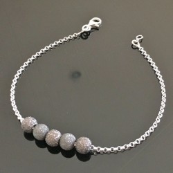 Bracelet argent massif 925/000 perles diamantées