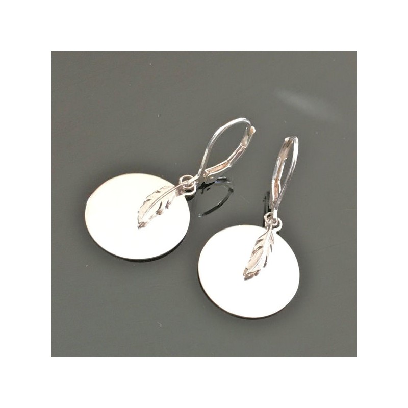 Boucles d'oreilles pendantes - Argent / Feuilles / Plumes 