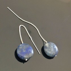 Boucles d'oreilles chainettes argent 925/000 pierres lapis lazuli
