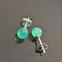 Boucles d'oreilles argent 925/000 clous pierre chrysoprase 6,5 mm