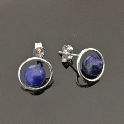 Boucles clous d'oreilles argent 925/000 et pierre lapis lazuli