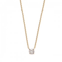 Collier solitaire Plaqué Or 18 carats et zirconium