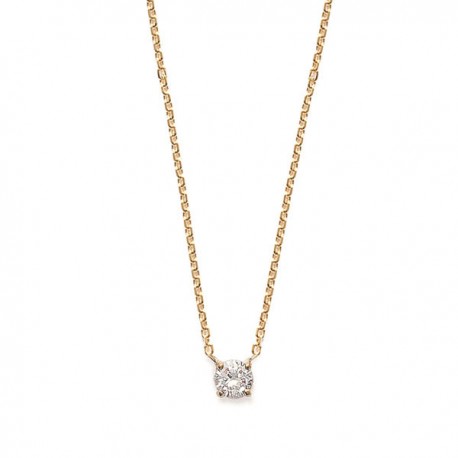 Collier solitaire Plaqué Or 18 carats et zirconium