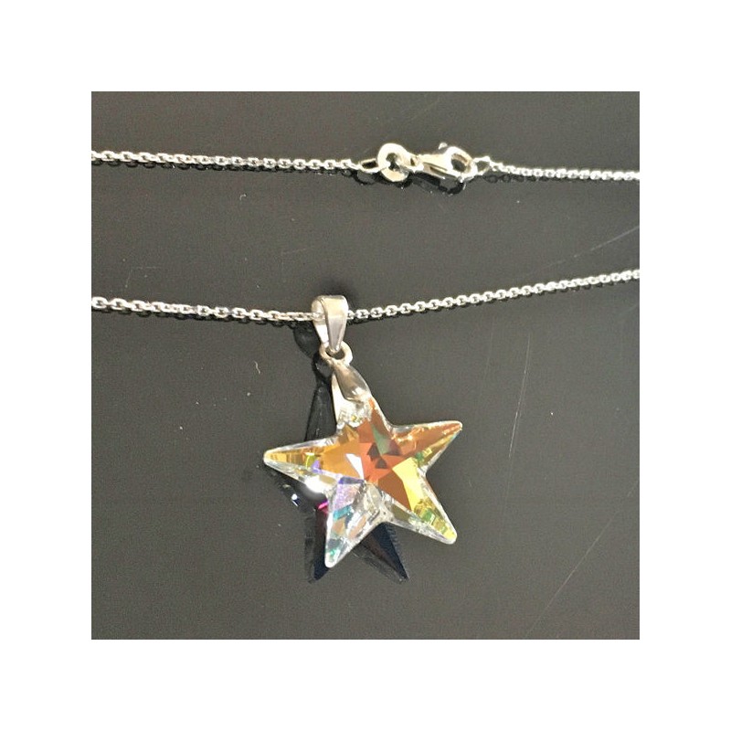 Collier étoile en argent pour enfant Cadeau bijoux en cristal STAR