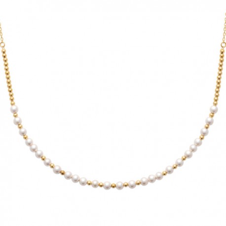 Collier Plaqué Or 18 carats perles blanches nacrées