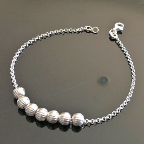 Bracelet argent massif 925/000 boules travaillées