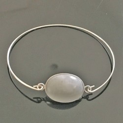 Bracelet jonc en argent 925/000 pierre de lune naturelle