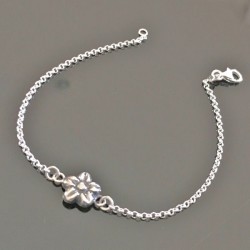 Bracelet fleur en argent massif 925/000