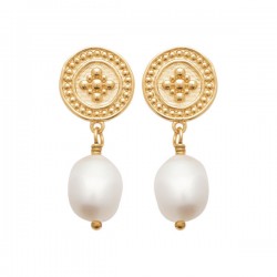 Boucles d'oreilles perles de culture en Plaqué Or 18 carats